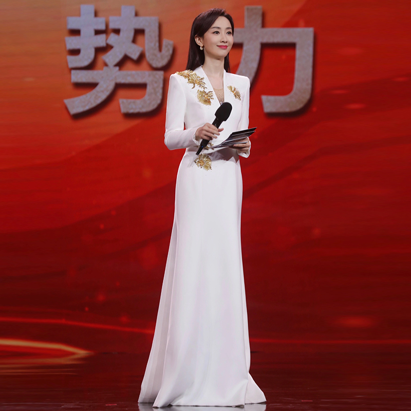 Hostess Evening Dress for Women, Dignified and Elegant, Suitable for Evening Parties and Solo Performances, High-End White, Elegant Fishtail Dress