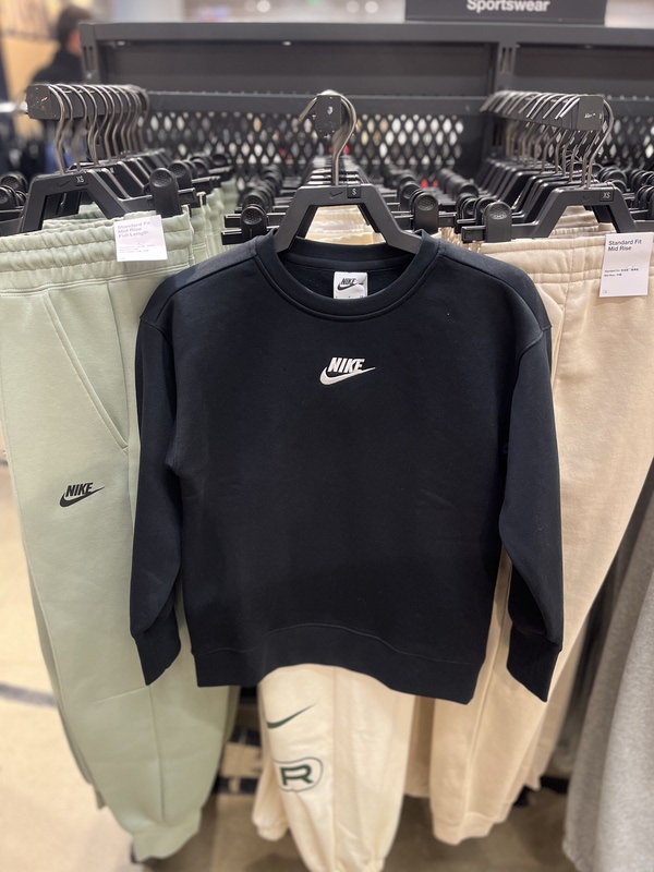 Jiajia Genuine Nike Sweatshirt for Older Children, Boys and Girls, Student Pullover with Round Neck, Fleece-Lined, Warm Base Layer Shirt Dd7473