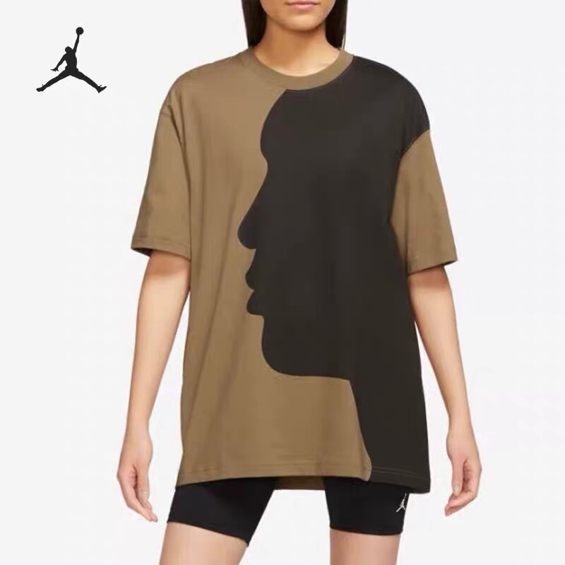 Jiajia Genuine Nike Women's Fashion Loose Versatile Trendy Color-Blocked Versatile Jordan Air Jordan Short-Sleeve T-Shirt Fb5141