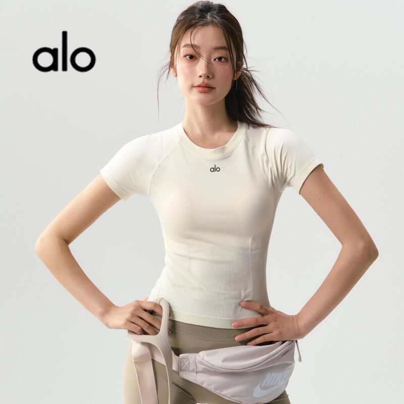 Aio Sports Short-Sleeved Women's Quick-Drying Tight-Fitting Yoga Tops Running Pilates Badminton Training Fitness T-Shirt