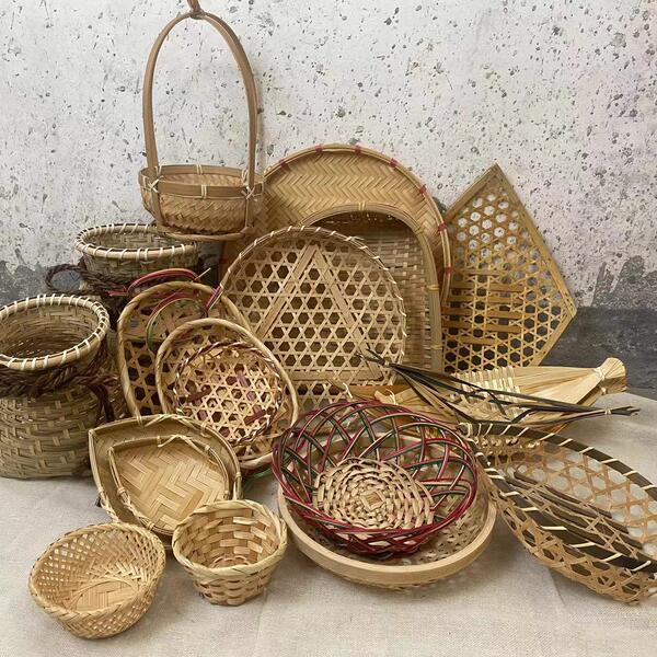 Mini Bamboo Baskets, Handmade Bamboo Woven Baskets, Creative Sashimi Decoration Small Bamboo Baskets, Dustpans, Fish Baskets, Bamboo Products