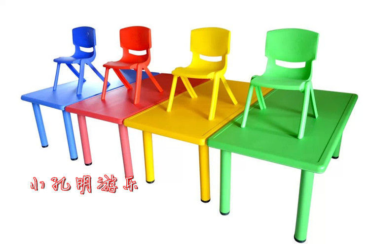 Children's table and chairs Kindergarten thickened plastic table and chairs 6 rectangular table plastic rectangular table Desks and chairs