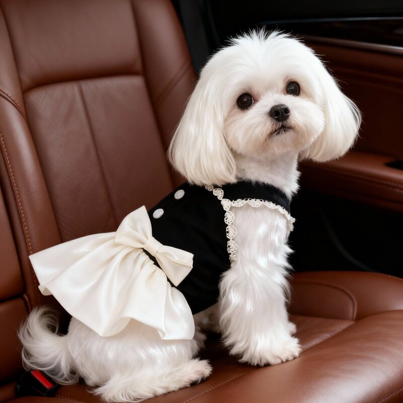 Foru Black Dog Dress Sweet Lace Suspender Dress for Bichon Frise, Maltese, Teddy Small Dogs