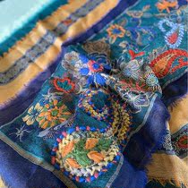 Spring and summer high-end exclusive design handmade ethnic style wool scarf shawl dual-purpose female long Joker embroidery