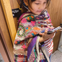 (High-end customization) high-end handmade wool scarf Beautiful rainbow color embroidery shawl travel photo must enter