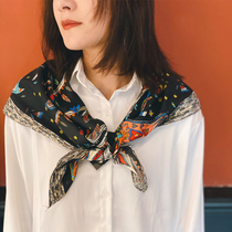 Big square scarf] No one will refuse Japanese gentle elegant classic twill texture shawl silk scarf scarf