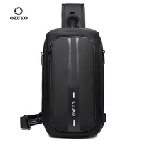 ozuko new multifunctional mens shoulder bag usb waterproof College postman bag tide fashion shoulder bag men