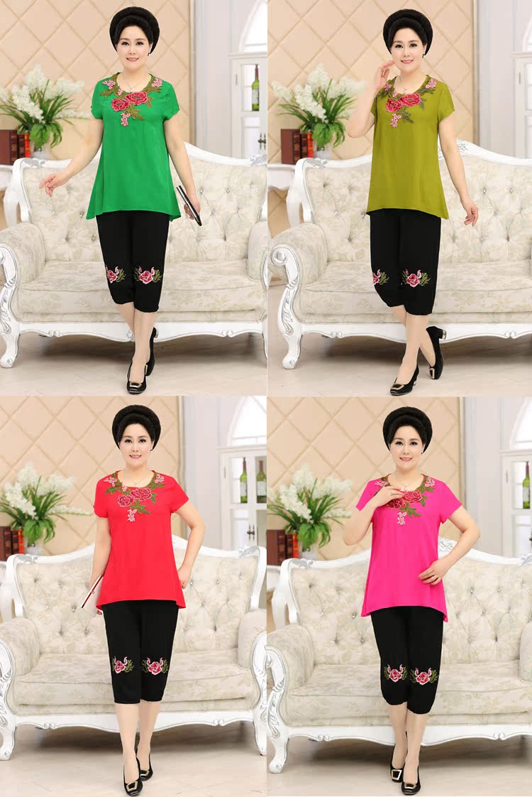 Bộ đồ cotton và vải lanh mùa hè của phụ nữ trung niên cộng với phân bón XL 40 tuổi 50 áo sơ mi ngắn tay mùa hè cho mẹ - Phụ nữ cao cấp áo nữ trung niên