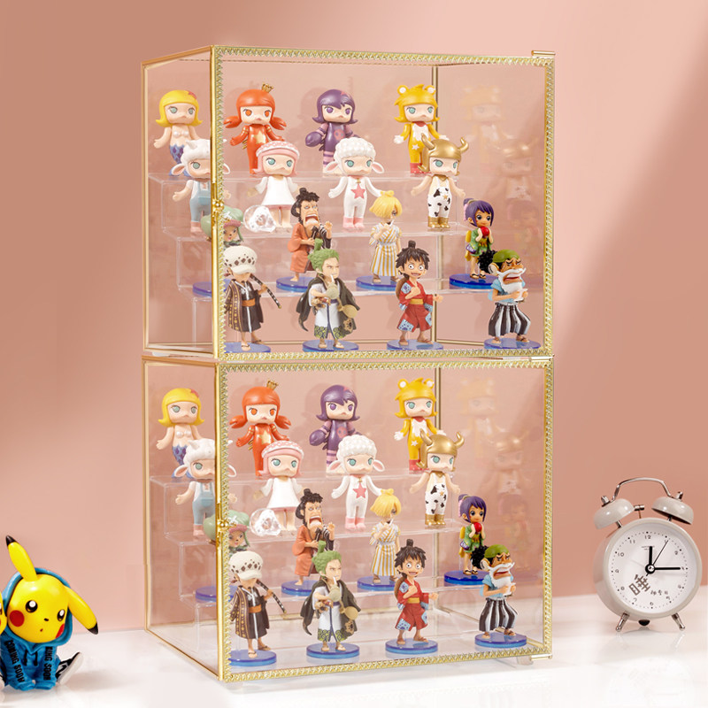 Bubble Mart storage box Blind box storage display stand Transparent glass model hand-done collection dust-proof display cabinet