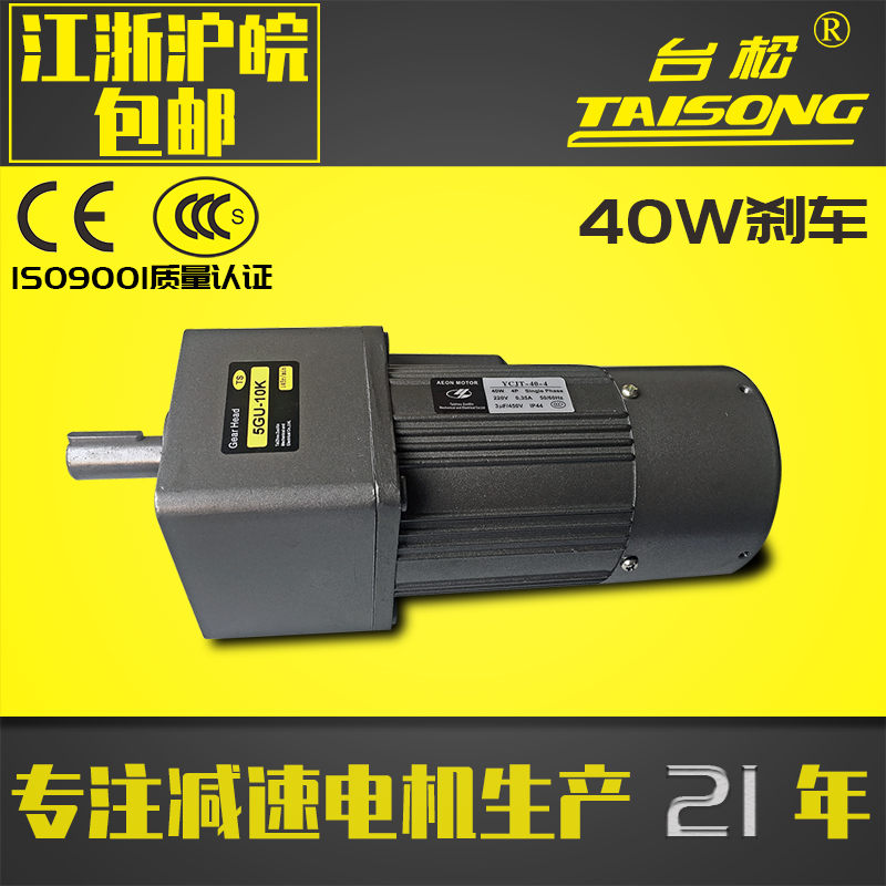 Taisong 220V380V40W micro AC asynchronous gear reduction fixed speed speed adjustable reversible brake motor motor