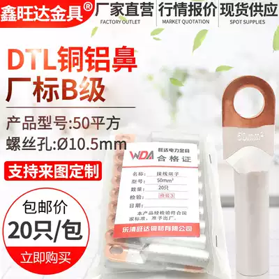 DTL-50 square copper-aluminum nose Copper-aluminum transition terminal block aluminum wire cable connector factory standard class B