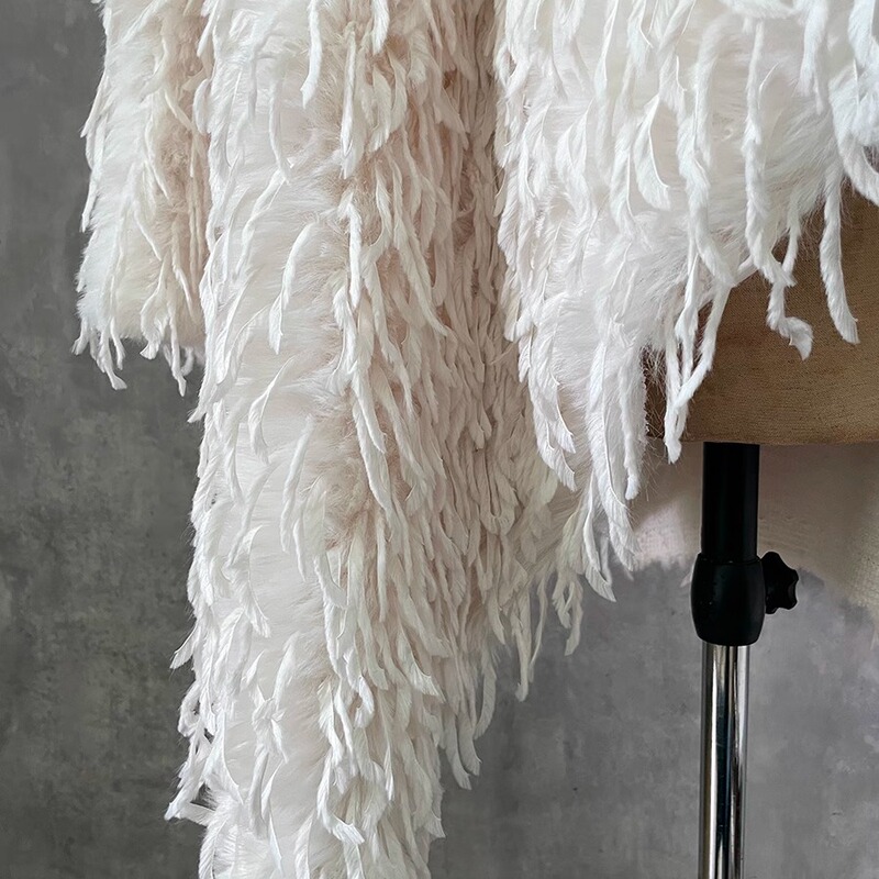 Feather Long Hair White Black Tassel Fabric Doll Curtain Pillow Wedding Dress Background Cloth Accessories Velvet Fabric
