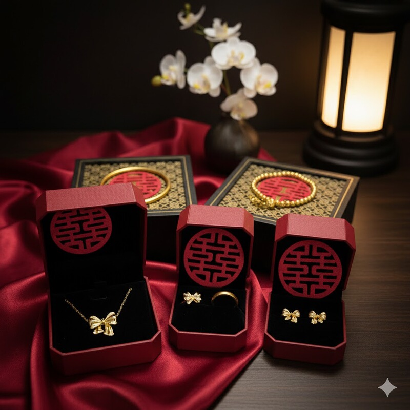 Fake Gold Jewelry Set, Wedding Imitation Three-Gold Set, Engagement Display Props, Wedding Fake Gold Sand Gold Bracelet