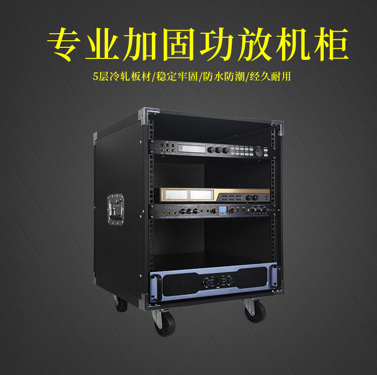 16U black aluminum with door thickened sandwich panel power amplifier cabinet 12U square performance with lock box silent moving wheel