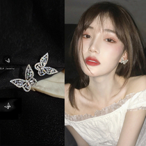 Advanced sense butterfly earrings Korean temperament Net red silver earrings 2020 new tidal ear clip female zircon earrings