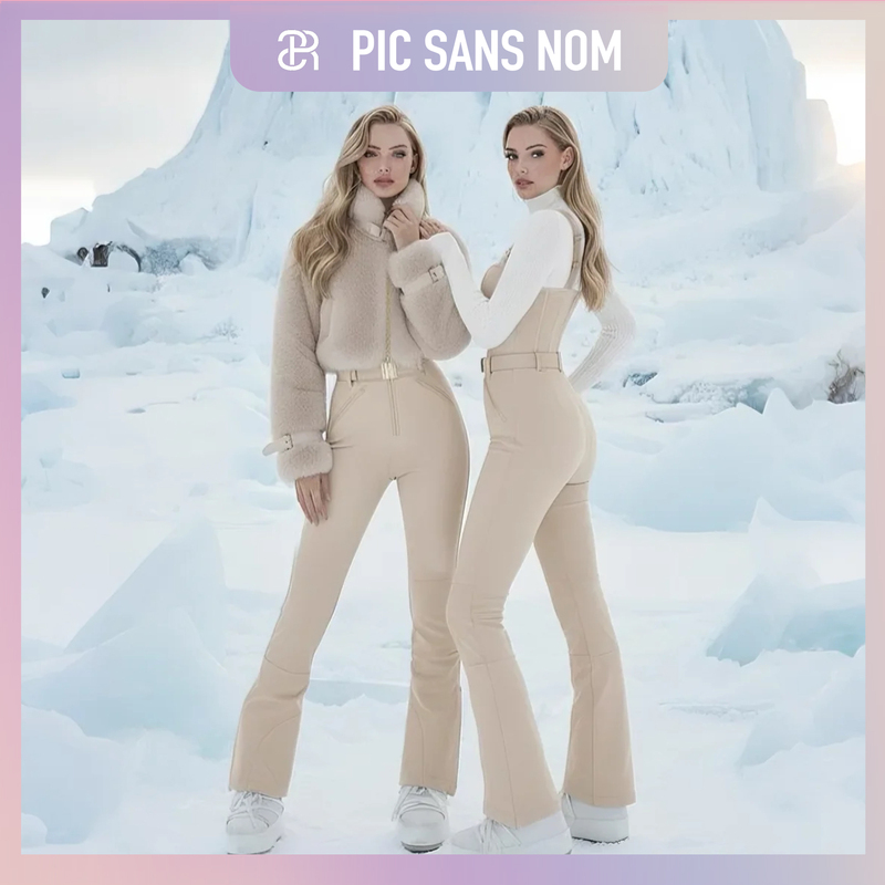 Psn Slim-Fit Eco-Friendly Faux Fur Plush Ski Jacket, Luxurious, Waterproof, Windproof, Breathable