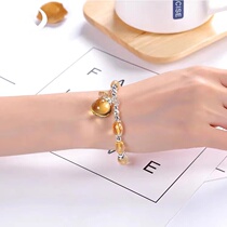 Natural Section Purple Yellow Crystal Handstring Yellow Crystal Purple Crystal Money Bag Bracelet 925 Silver Bracelet