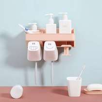 Toothbrush shelf Hole-free washing and brushing cup Wall-mounted bathroom Suction wall-mounted tooth storage set