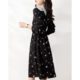 The counter withdraws the cabinet and cuts the label big brand Yudan original single export women's clothing French print waist slimming temperament dress autumn