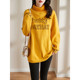 September Momo large size plus velvet thickening 2021 autumn and winter high-necked embroidery sweater women's Korean version loose mid-length top