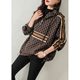 Brand discount women's clothing foreign trade export Italy loose casual hooded stripe printed sweater jacket women's tide