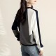 Brand discount women's clothing foreign trade export Italy simple splicing contrast color versatile casual temperament women's sweater trend