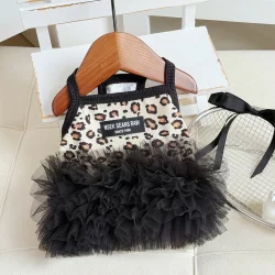 Dog Clothes Summer New Style Japanese and Korean ins Leopard Print Pet Cat Teddy Bichon Small Dog Mesh Skirt