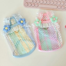 Dog Clothes, Summer Thin Style, with Leash Attachment, Hollow-Out Vest, Cat Harness, Bichon, Teddy, Small Dog Pet Apparel