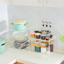 Kitchen layered shelving table top table Tabletop Seasoning containing cabinets Barrier Separating Plate plate Double-layer pan shelf