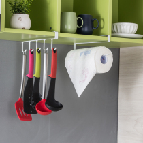 Creative iron door cabinet hanging tissue rack non-perforated kitchen roll paper holder simple cabinet partition layer storage rack