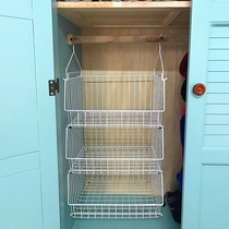 Wardrobe layered partition storage basket hanging clothes and pantyhose storage basket cabinet rack bedroom finishing inside rack