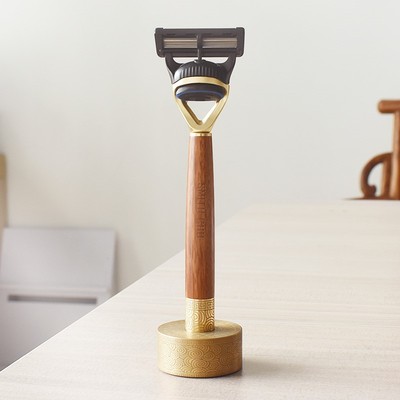 High-grade yellow rosewood manual razor handmade retro razor German 5-layer head old-fashioned razor