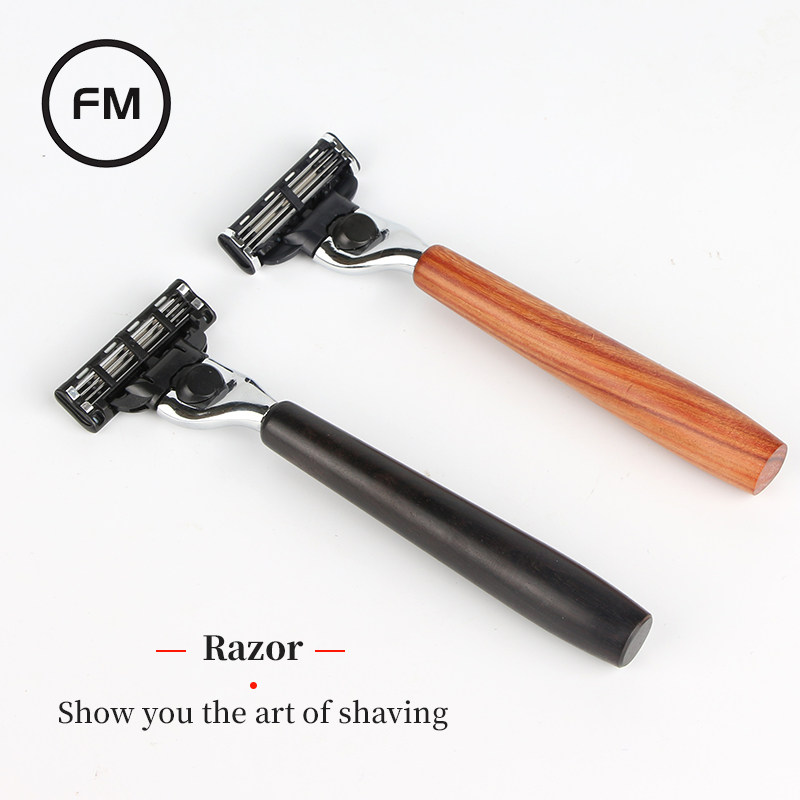 German quality solid wood razor manual set of retro men shaved knife manually 3 knife shaving knife to husband