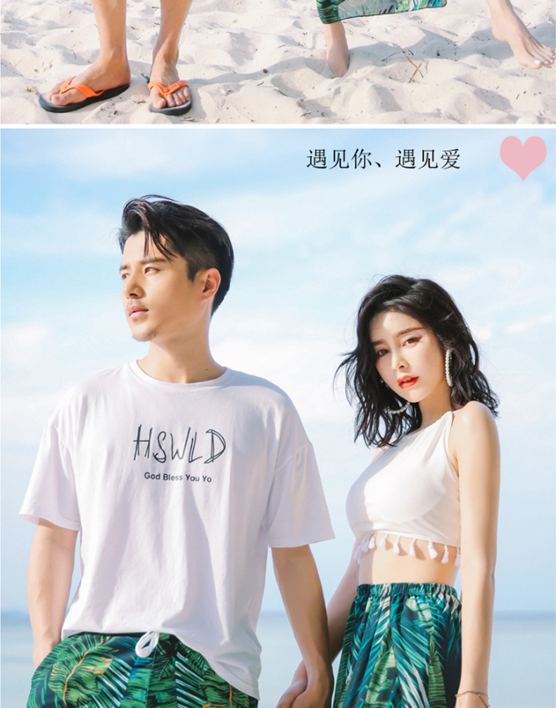 Cặp đôi áo tắm 2018 mới Hàn Quốc phù hợp với kỳ nghỉ tuần trăng mật áo tắm mùa xuân nóng bỏng bikini đi biển quần nam - Vài đồ bơi 	đồ đôi đi biển big size
