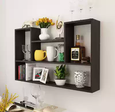 Wall shelf Punch-free Wall-mounted wall cabinet Wall-mounted wall bedroom partition book shelf storage simple decoration