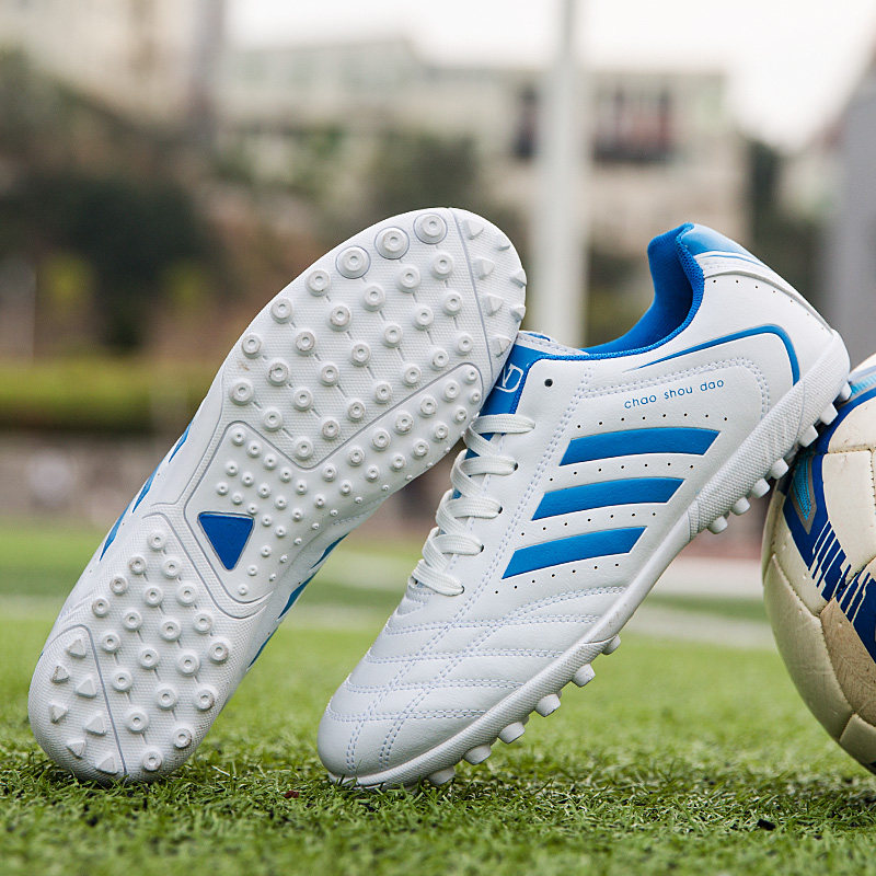 Special football shoes men's and women's tf broken nails children's primary school students teenagers artificial grass training shoes breathable leather feet