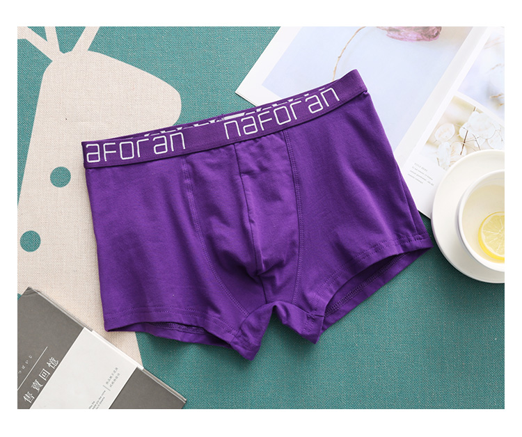 Đồ lót nam màu tím Quần boxer nam Quần cotton Căng thoải mái Quần short Boxer Thời trang đơn giản Thi màu tím - Nam giới sip nam