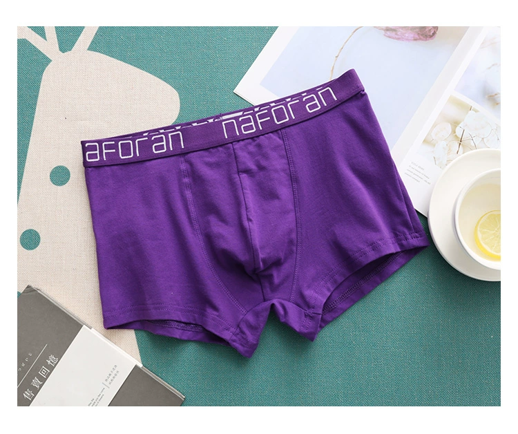 Đồ lót nam màu tím Quần boxer nam Quần cotton Căng thoải mái Quần short Boxer Thời trang đơn giản Thi màu tím - Nam giới