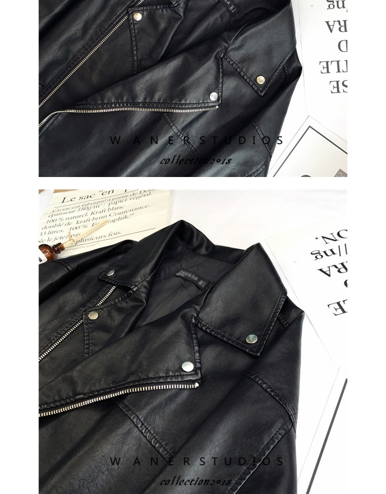Áo khoác lửng họa tiết da mùa thu 2018 thu đông mới port gió oversize áo khoác nữ pu pu jacket da bf ao da nu thoi trang