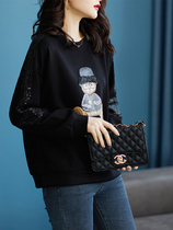 September strange original black cartoon printing jacket woman in spring 2021 leisure and fat MM coat