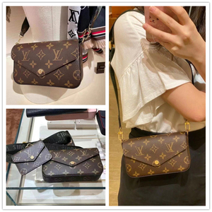 代购 LV/路易威登女包 FELICIE 三合一宽肩带信封包单肩包M80091