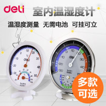 Deli thermometer hygrometer Household indoor greenhouse Vegetable greenhouse Warehouse workshop Pharmacy pharmacy Baby room with hygrometer High precision precision thermometer Creative cute Wall-mounted