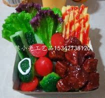 Simulation boxed steak model emulated beef steak meat snack model simulation food model set-up