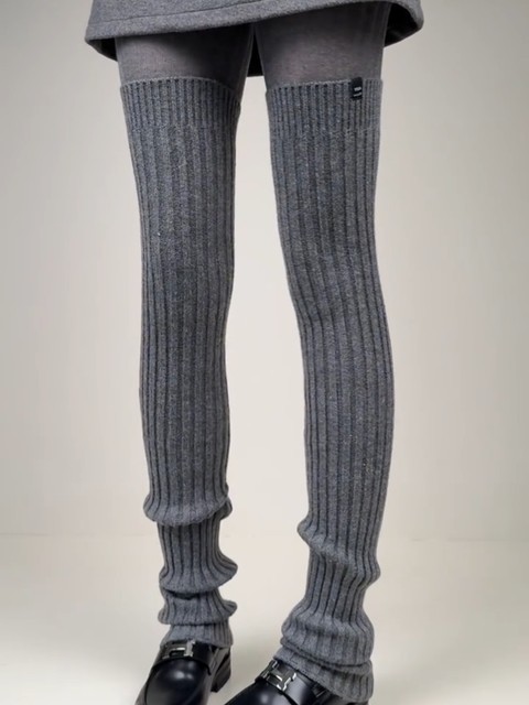 Gray over-the-knee socks set pile socks for women autumn and winter slimming y2k long tube with pantyhose non-slip warm knee and leg covers