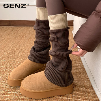 Color-Blocked Sock Covers, Stacked Socks for Women, Thickened Long Socks for Autumn and Winter, Paired with Shark Pants, Layered with Calf and Ankle Snow Boot Leg Covers