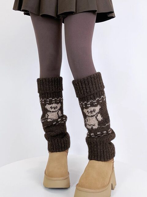 Wool Bear Sock Set, Stacked Socks for Women, Thickened for Autumn and Winter, Warm Leg Warmers to Pair with Snow Boots, Shark Pants Socks for Winter