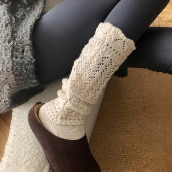 White Slouch Socks Paired with Sharkskin Leggings, Long Socks for Spring and Autumn, Miu-Style Wool-Like Winter Long Socks