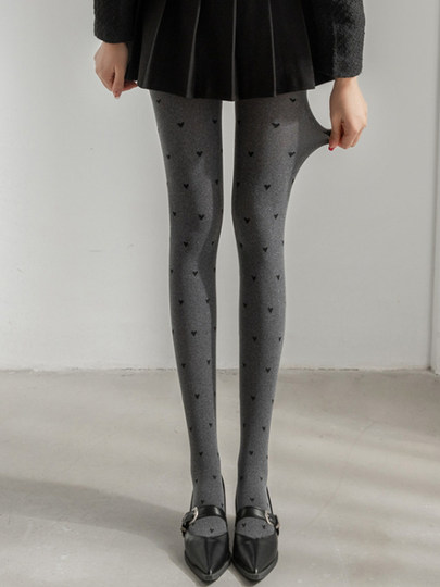 Pantimedias de lunares grises, medias de jacquard de amor para mujer, mallas grises finas sexys de lunares retro para primavera y otoño