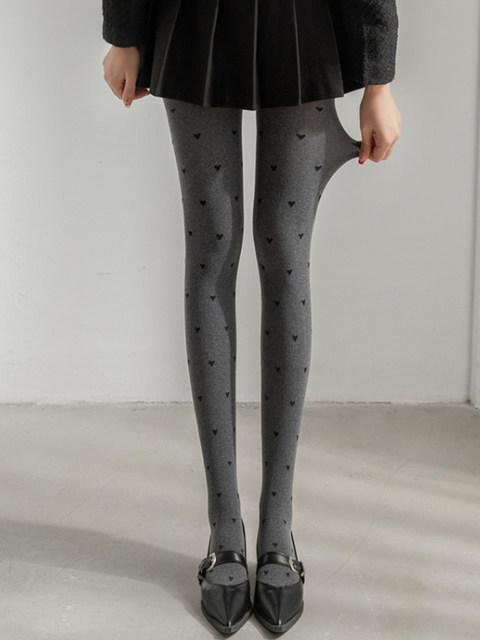 Gray polka dot pantyhose love jacquard stockings for women spring and autumn thin sexy retro polka dot gray leggings