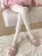 White Pantyhose with Heart-Shaped Bow, Autumn and Winter Japanese-Style Lolita Leggings, Cute Winter Outfit for Girls